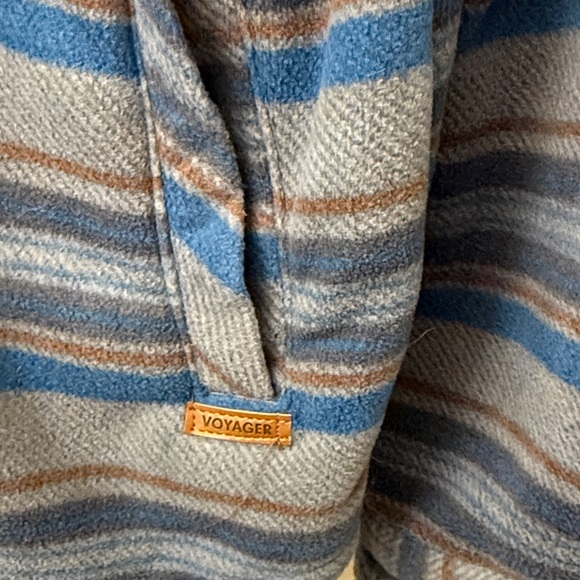 ** Volcom ** men’s Sherpa jacket voyager Striped Blue and Gray - Large Jacket - Picture 4 of 10